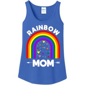 Rainbow Proud Mom Colorful Heart Lgbtq Cool Gift Ladies Essential Tank