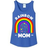 Rainbow Proud Mom Colorful Heart Lgbtq Cool Gift Ladies Essential Tank