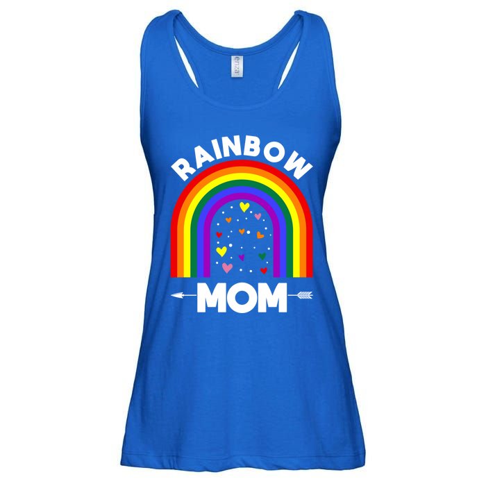 Rainbow Proud Mom Colorful Heart Lgbtq Cool Gift Ladies Essential Flowy Tank