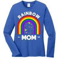 Rainbow Proud Mom Colorful Heart Lgbtq Cool Gift Ladies Long Sleeve Shirt