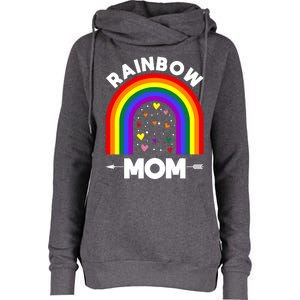 Rainbow Proud Mom Colorful Heart Lgbtq Cool Gift Womens Funnel Neck Pullover Hood