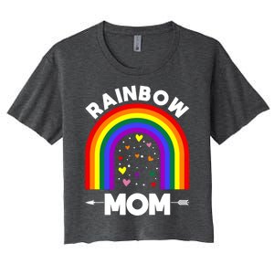 Rainbow Proud Mom Colorful Heart Lgbtq Cool Gift Women's Crop Top Tee