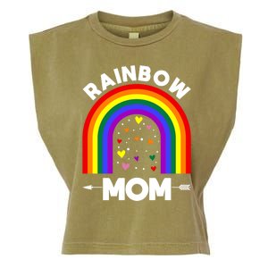 Rainbow Proud Mom Colorful Heart Lgbtq Cool Gift Garment-Dyed Women's Muscle Tee