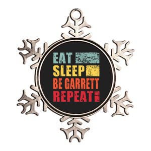 retro Personalized Name Eat Sleep Be Garrett Metallic Star Ornament