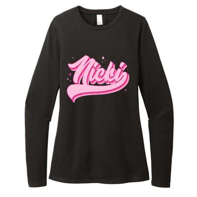 Retro Pink Nicki Womens CVC Long Sleeve Shirt