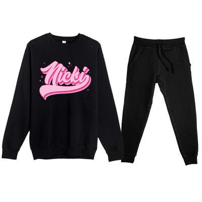 Retro Pink Nicki Premium Crewneck Sweatsuit Set