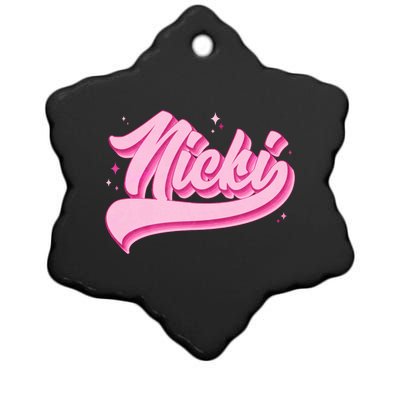 Retro Pink Nicki Ceramic Star Ornament