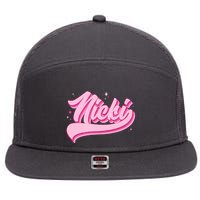 Retro Pink Nicki 7 Panel Mesh Trucker Snapback Hat
