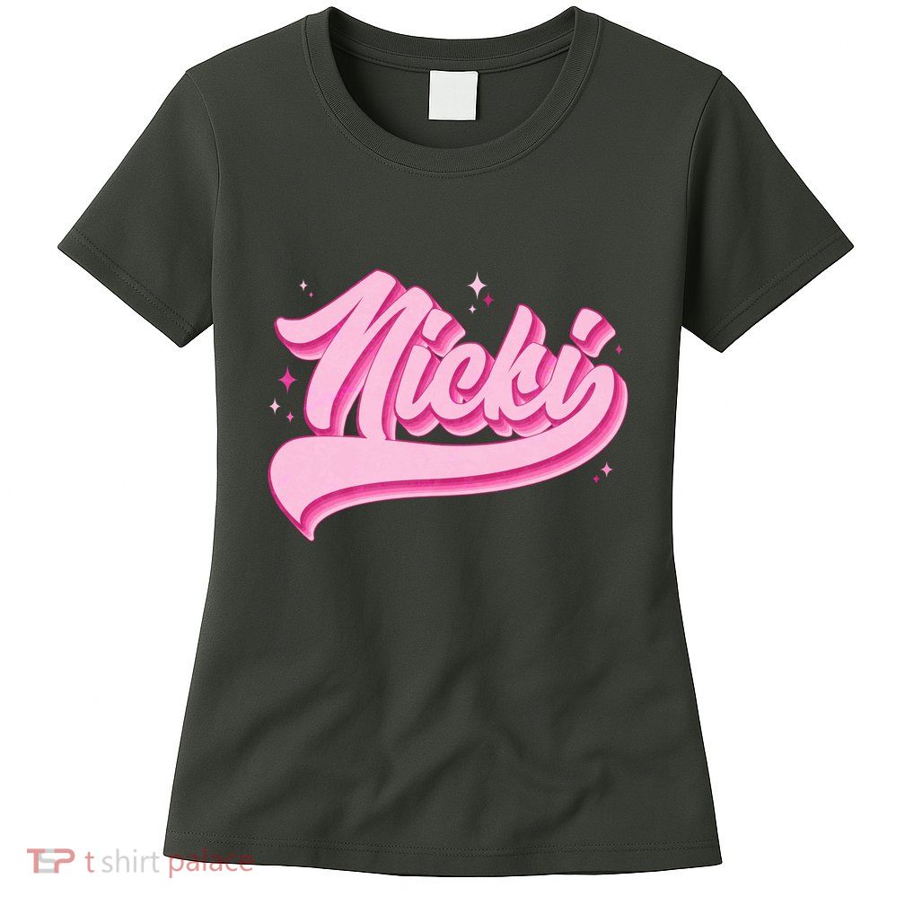 Retro Pink Nicki Womens T-Shirt