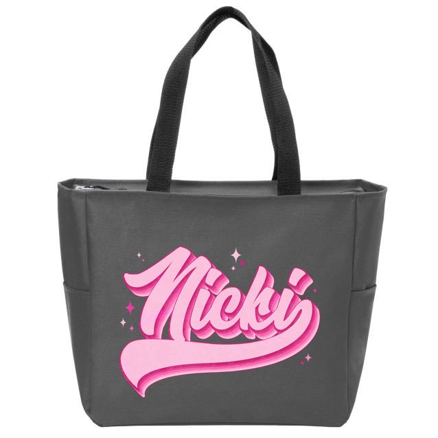 Retro Pink Nicki Zip Tote Bag