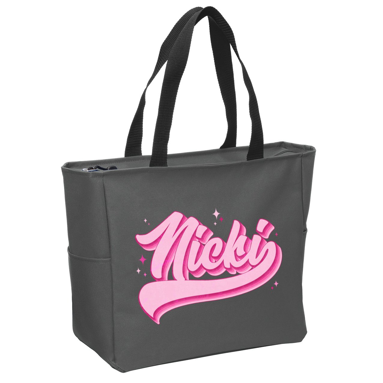 Retro Pink Nicki Zip Tote Bag