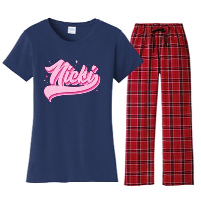 Retro Pink Nicki Women's Flannel Pajama Set