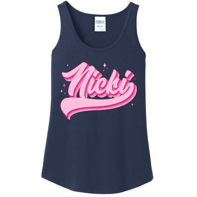 Retro Pink Nicki Ladies Essential Tank