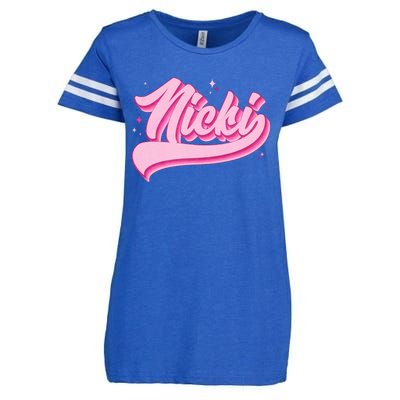 Retro Pink Nicki Enza Ladies Jersey Football T-Shirt