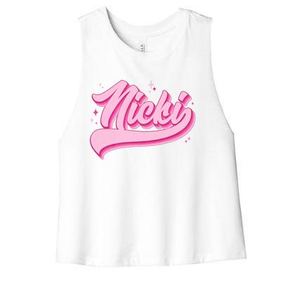 Retro Pink Nicki Women's Racerback Cropped Tank