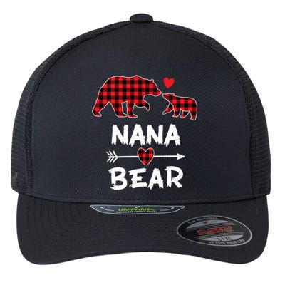 Red Plaid Nana Bear Xmas Funny Family Christmas Pajama Funny Gift Flexfit Unipanel Trucker Cap