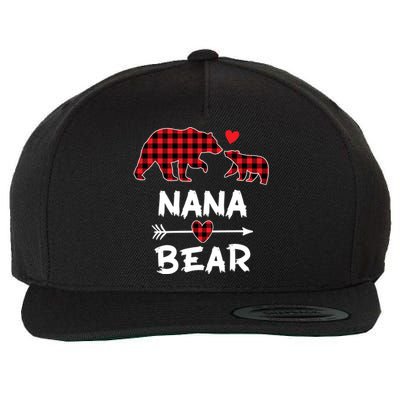 Red Plaid Nana Bear Xmas Funny Family Christmas Pajama Funny Gift Wool Snapback Cap