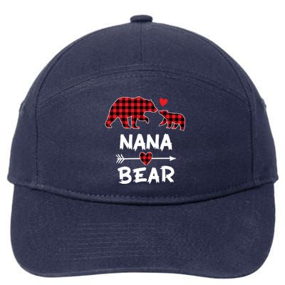 Red Plaid Nana Bear Xmas Funny Family Christmas Pajama Funny Gift 7-Panel Snapback Hat