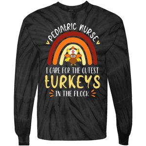 Rainbow PEDS Nurse Cutest Turkeys Thanksgiving Pediatric Tie-Dye Long Sleeve Shirt