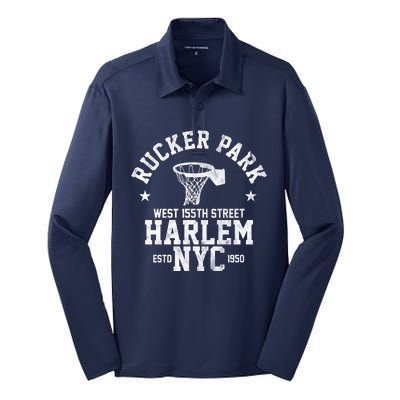 Rucker Park Nyc Streetball Silk Touch Performance Long Sleeve Polo