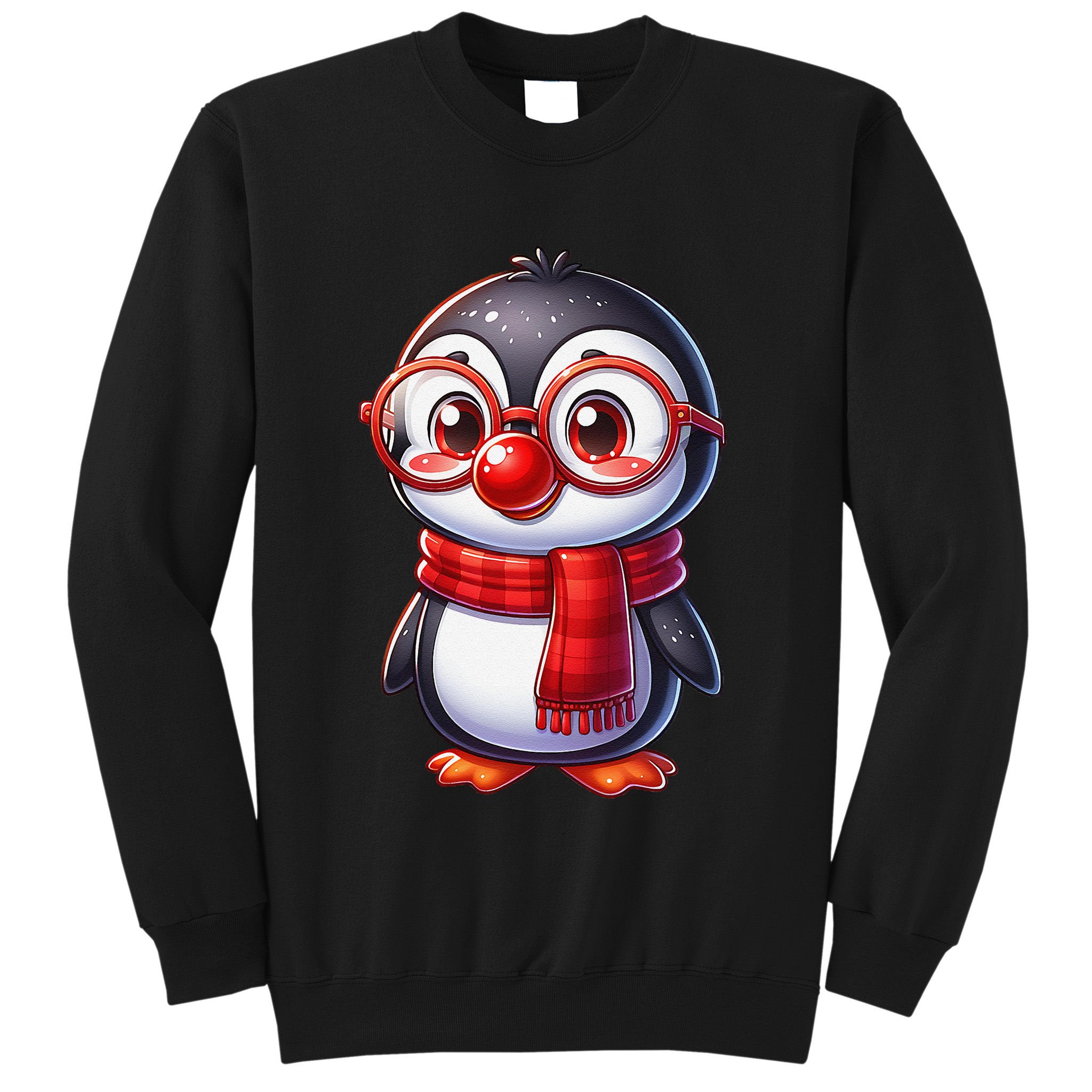 Red Penguin Nose Funny Day 2025 .Png Sweatshirt