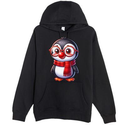 Red Penguin Nose Funny Day 2025 .Png Premium Pullover Hoodie