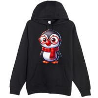 Red Penguin Nose Funny Day 2025 .Png Premium Pullover Hoodie