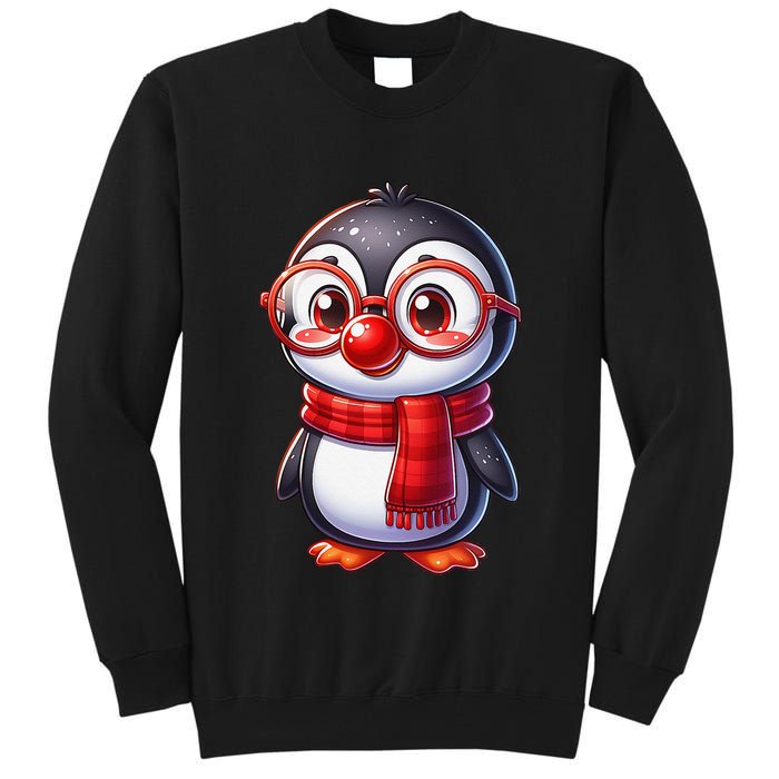 Red Penguin Nose Funny Day 2025 .Png Tall Sweatshirt