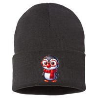 Red Penguin Nose Funny Day 2025 .Png Sustainable Knit Beanie