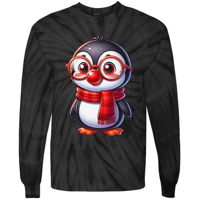Red Penguin Nose Funny Day 2025 .Png Tie-Dye Long Sleeve Shirt