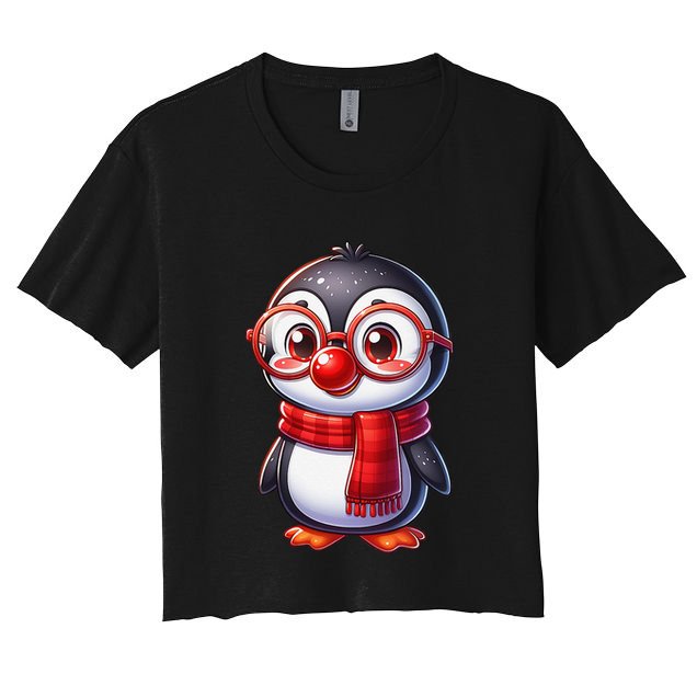Red Penguin Nose Funny Day 2025 .Png Crop Top