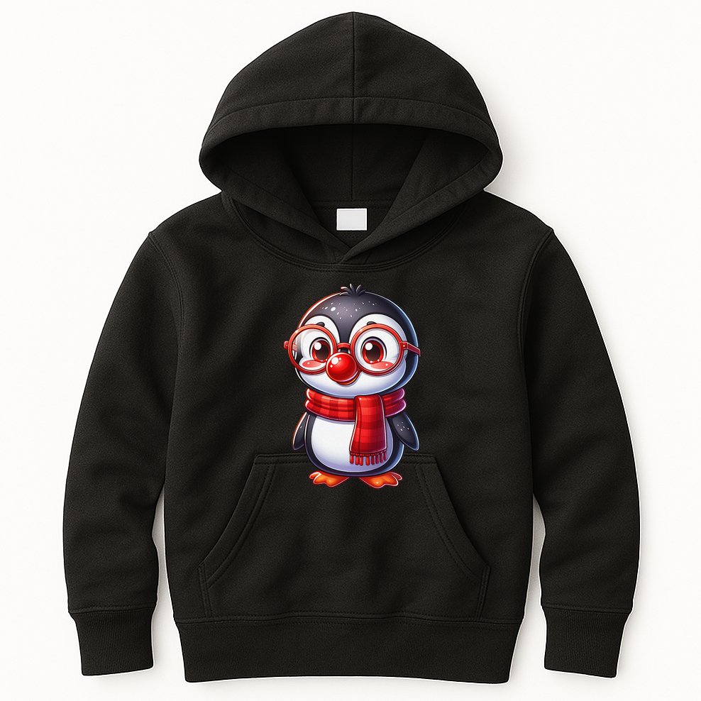 Red Penguin Nose Funny Day 2025 .Png Kids Hoodie
