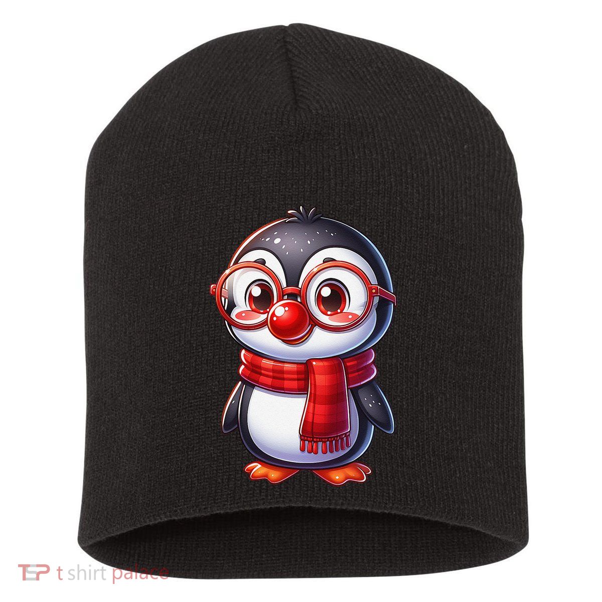 Red Penguin Nose Funny Day 2025 .Png Short Acrylic Beanie