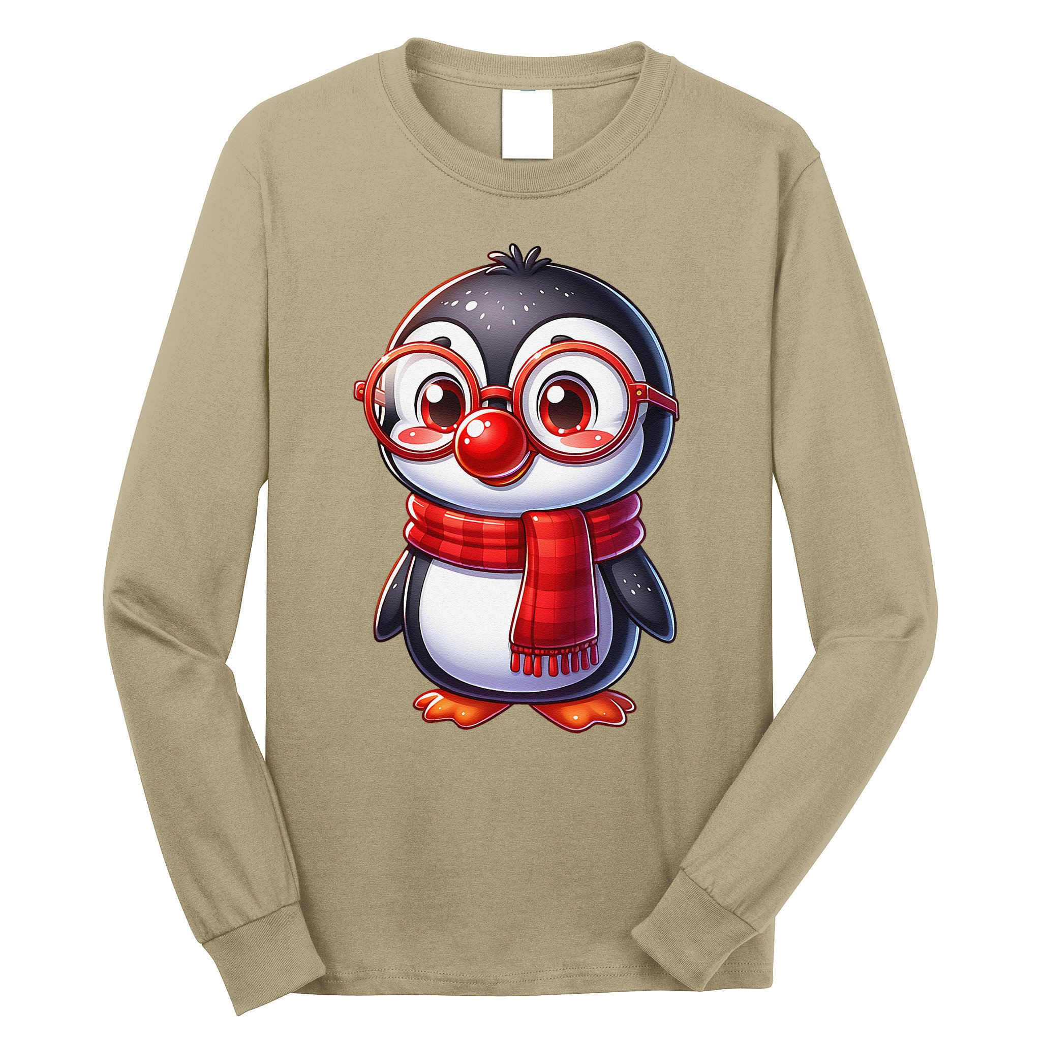 Red Penguin Nose Funny Day 2025 .Png Long Sleeve Shirt