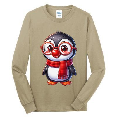 Red Penguin Nose Funny Day 2025 .Png Tall Long Sleeve T-Shirt