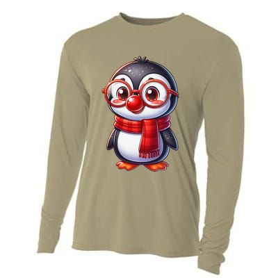 Red Penguin Nose Funny Day 2025 .Png Cooling Performance Long Sleeve Crew