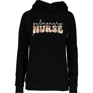 Retro Pulmonary Nurse Flower Boho Floral Registered Nurse Womens Funnel Neck Pullover Hood