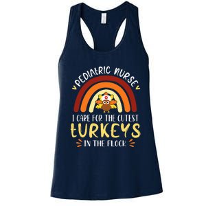 Rainbow PEDS Nurse Cutest Turkeys Thanksgiving Women's Racerback Tank