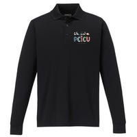 Retro Pcicu Nurse Icu Pediatric Cardiac Tiny Humans Performance Long Sleeve Polo