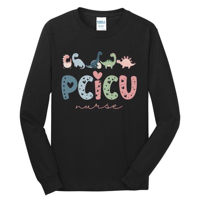 Retro Pcicu Nurse Icu Pediatric Cardiac Tiny Humans Tall Long Sleeve T-Shirt