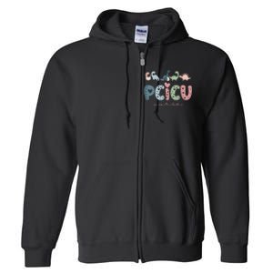 Retro Pcicu Nurse Icu Pediatric Cardiac Tiny Humans Full Zip Hoodie