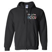 Retro Pcicu Nurse Icu Pediatric Cardiac Tiny Humans Full Zip Hoodie