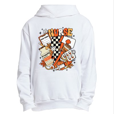 Retro Pumpkin Nurse Life Thanksgiving Fall Autumn Nurse Urban Pullover Hoodie