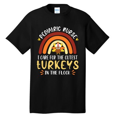 Rainbow Peds Nurse Cutest Turkeys Thanksgiving Pediatric Tall T-Shirt