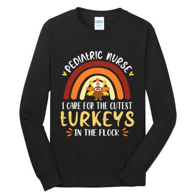 Rainbow Peds Nurse Cutest Turkeys Thanksgiving Pediatric Tall Long Sleeve T-Shirt