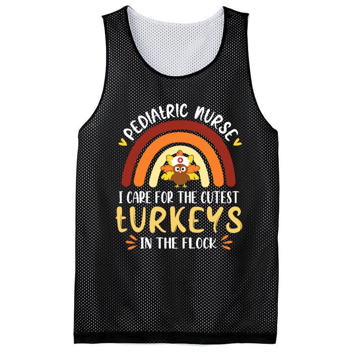 Rainbow Peds Nurse Cutest Turkeys Thanksgiving Pediatric Mesh Reversible Basketball Jersey Tank