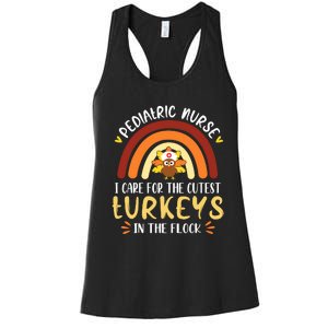 Rainbow Peds Nurse Cutest Turkeys Thanksgiving Pediatric Women's Racerback Tank