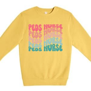 Retro Peds Nurse Pediatric Nurse Peds Rn Pediatrician Cool Gift Premium Crewneck Sweatshirt