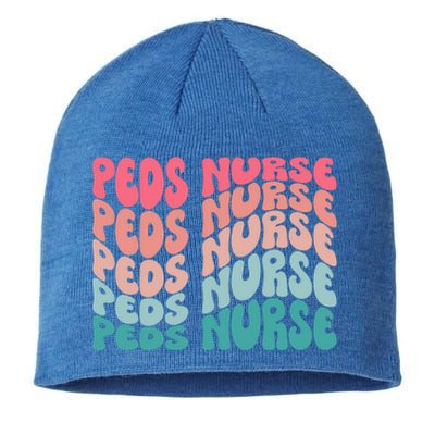 Retro Peds Nurse Pediatric Nurse Peds Rn Pediatrician Cool Gift Sustainable Beanie