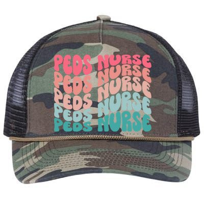 Retro Peds Nurse Pediatric Nurse Peds Rn Pediatrician Cool Gift Retro Rope Trucker Hat Cap